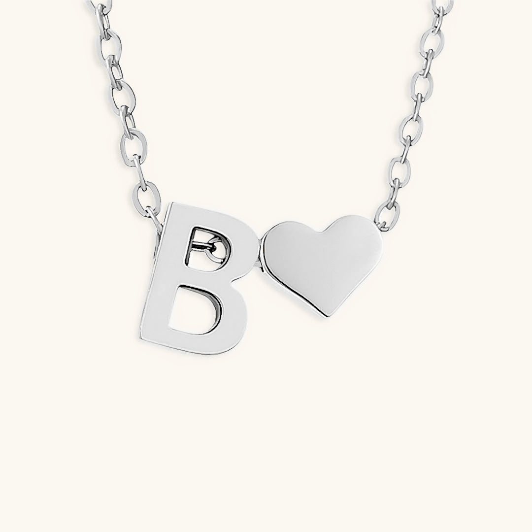 Gold Necklace with Initial and Heart