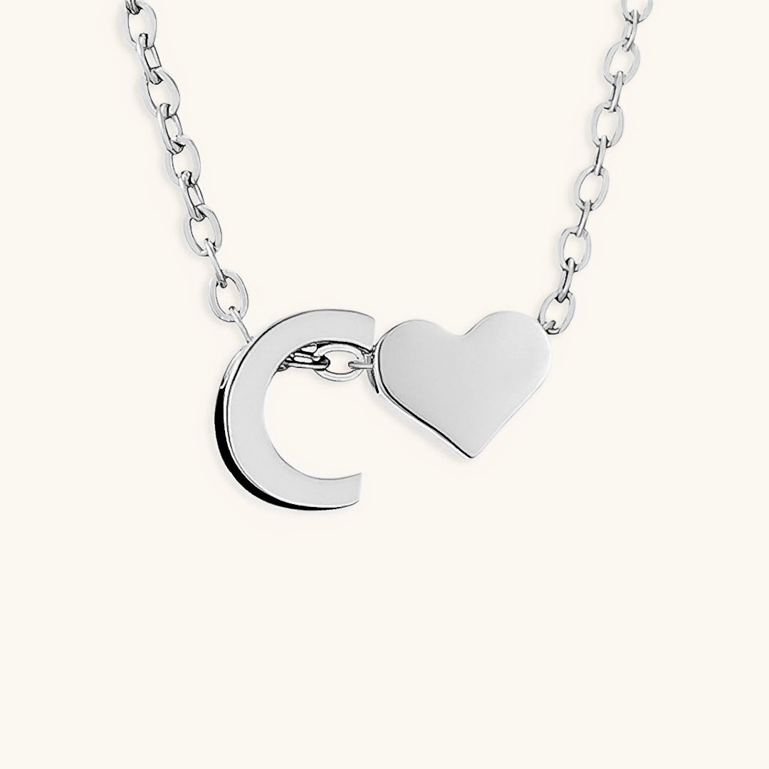 Gold Necklace with Initial and Heart