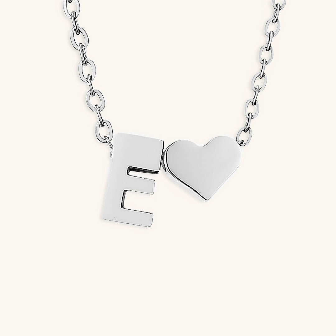 Gold Necklace with Initial and Heart