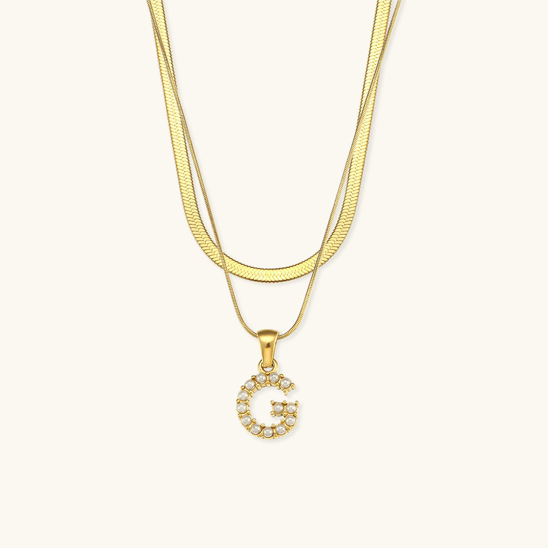 Layered Gold Necklace with Initial Letter