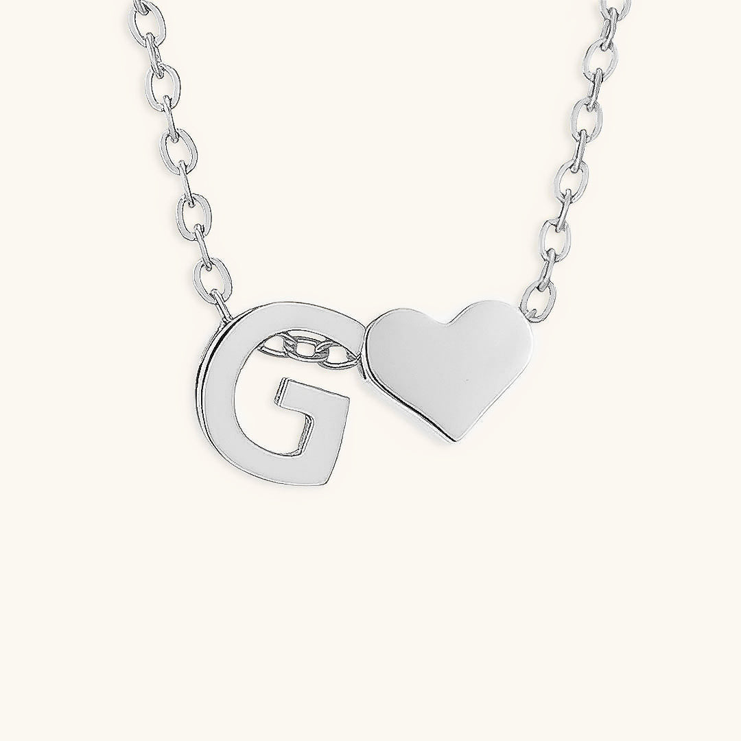 Gold Necklace with Initial and Heart