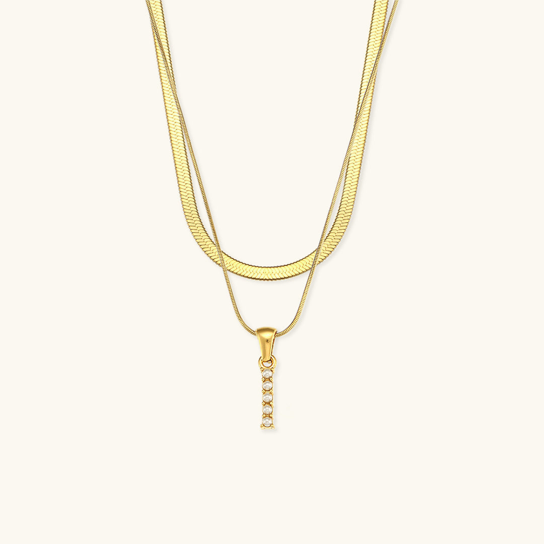 Layered Gold Necklace with Initial Letter