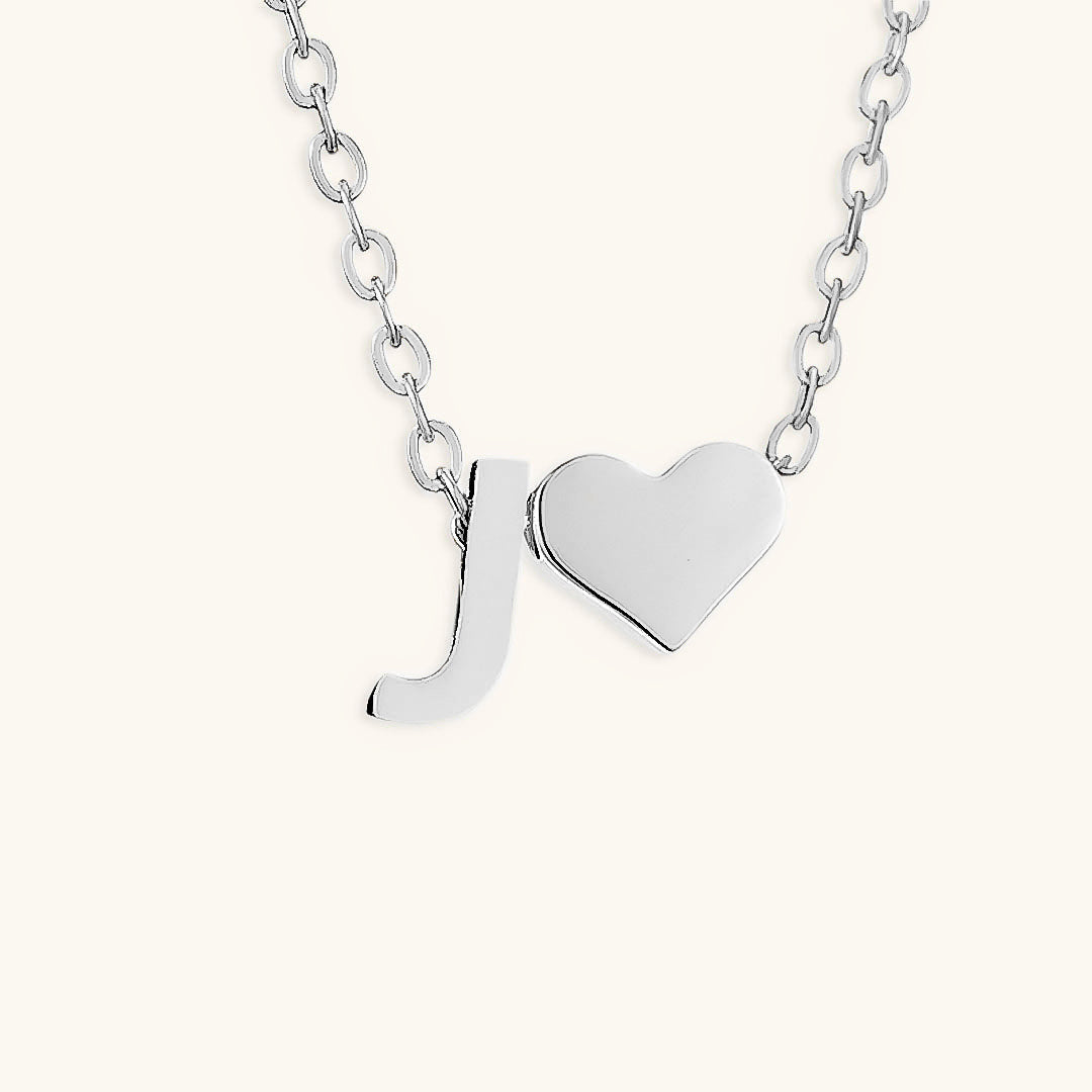 Gold Necklace with Initial and Heart