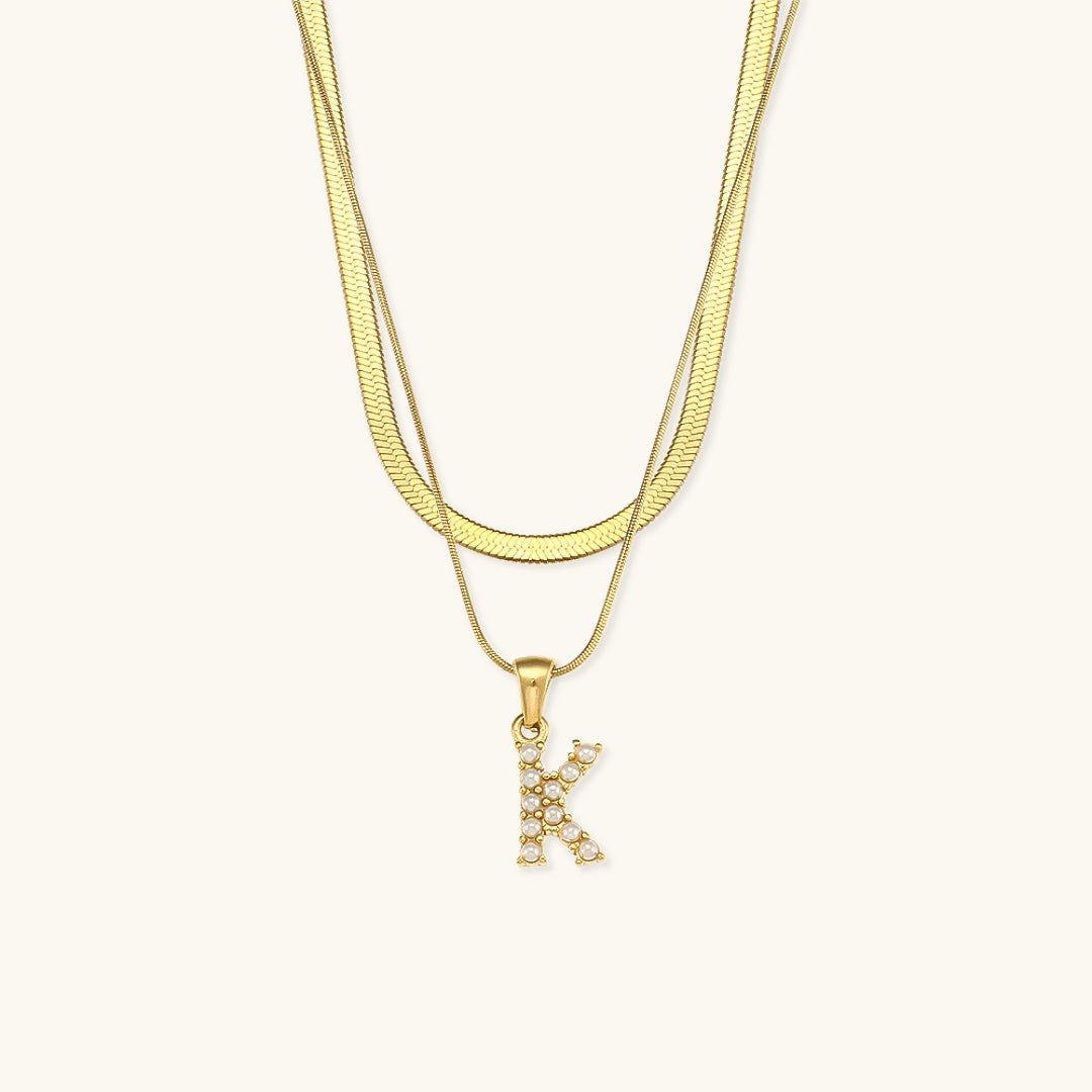 Layered Gold Necklace with Initial Letter