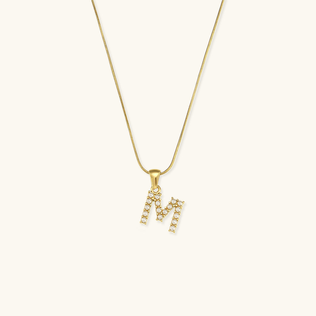 Pearl Necklace with Initial Letter - Colette