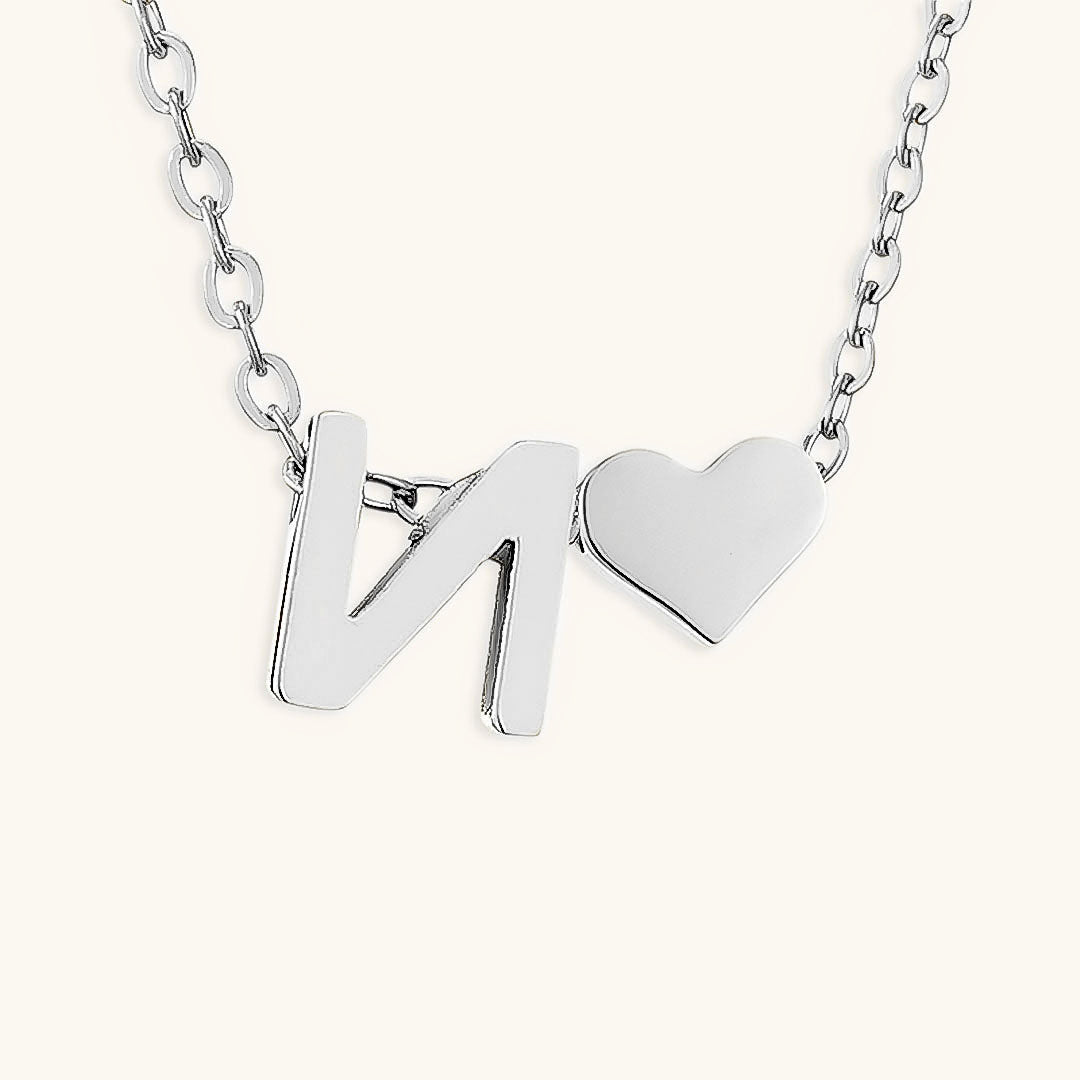 Gold Necklace with Initial and Heart