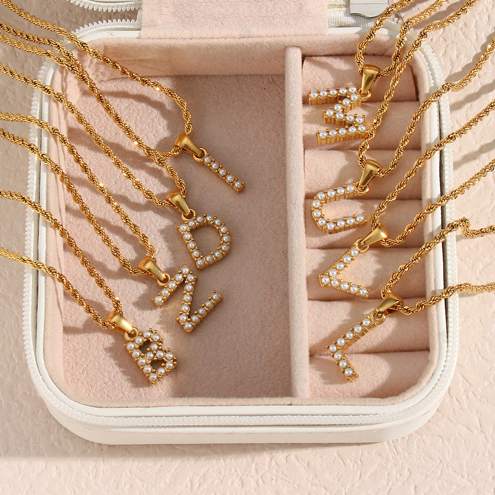 Pearl Necklace with Initial - Elodie