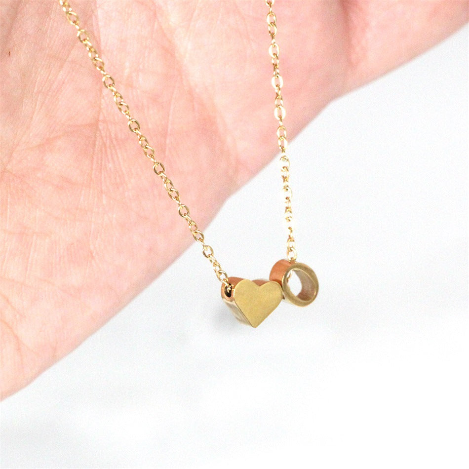 Gold Necklace with Initial and Heart