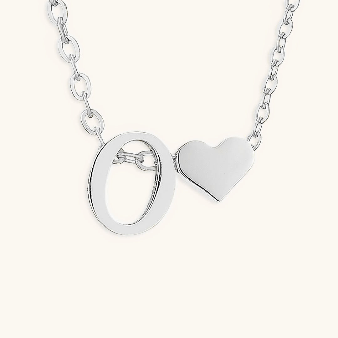 Gold Necklace with Initial and Heart