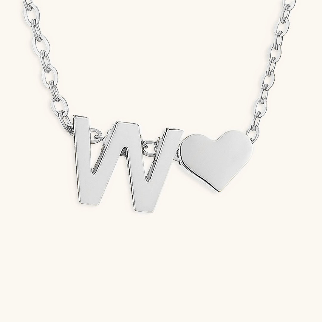 Gold Necklace with Initial and Heart