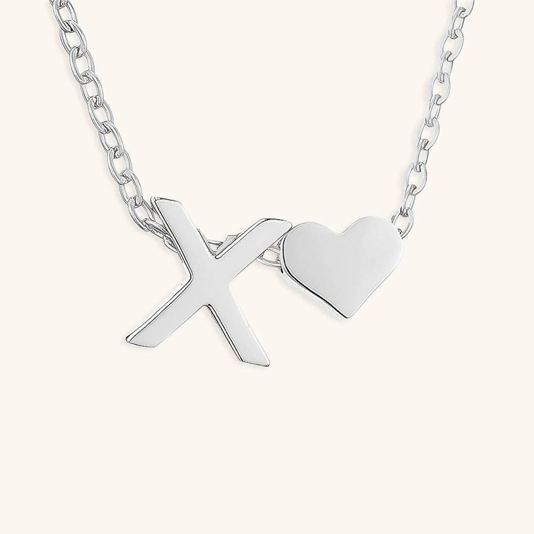Gold Necklace with Initial and Heart