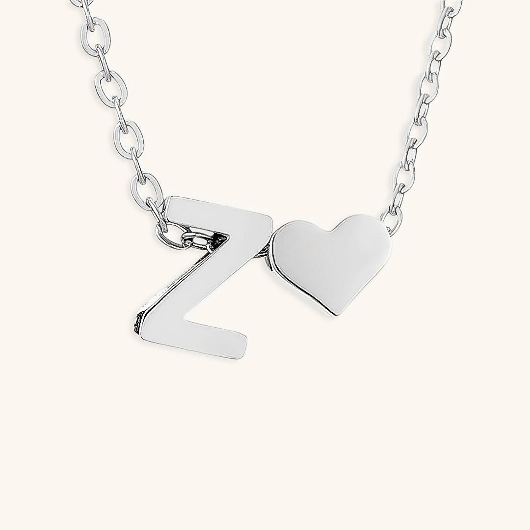 Gold Necklace with Initial and Heart
