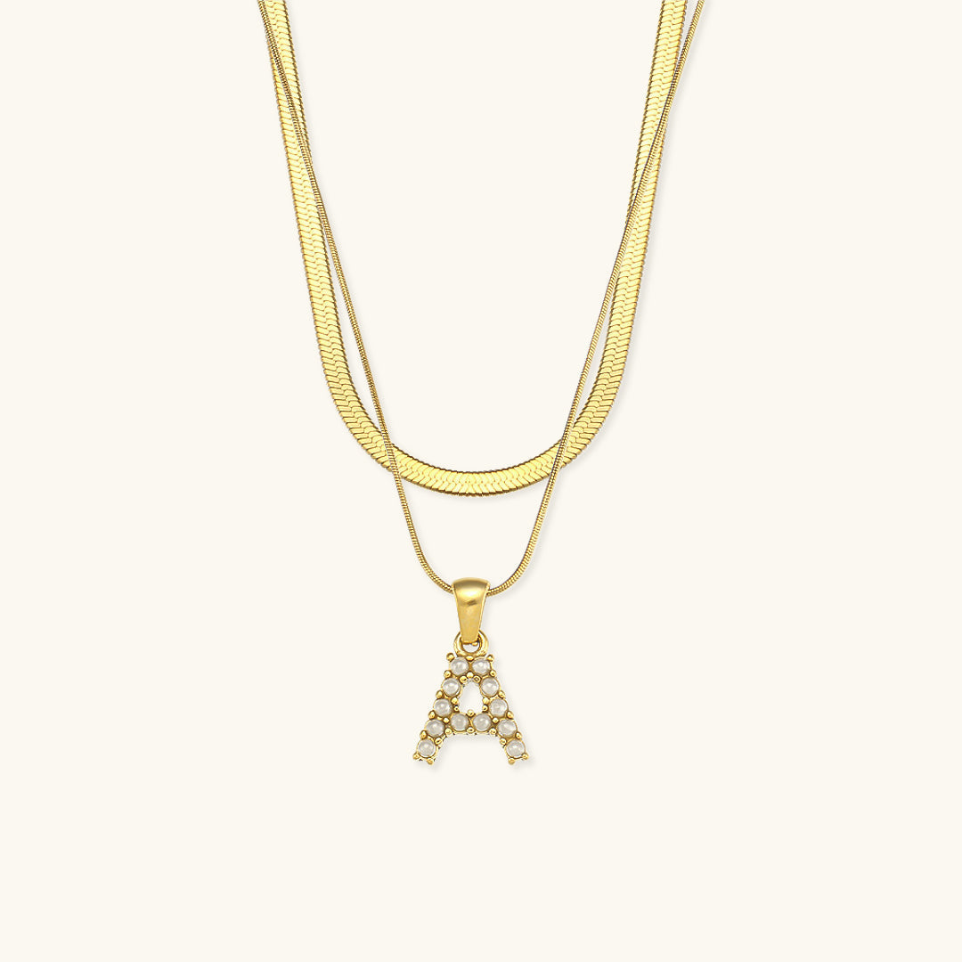 Layered Gold Necklace with Initial Letter