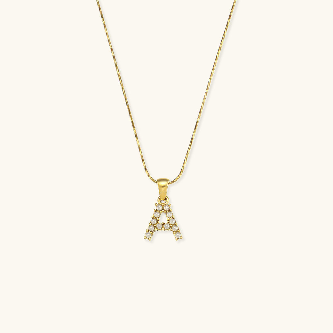 Pearl Necklace with Initial Letter - Colette