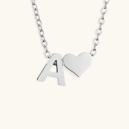 Gold Necklace with Initial and Heart