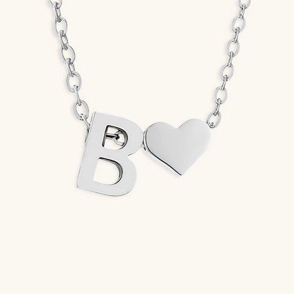 Gold Necklace with Initial and Heart