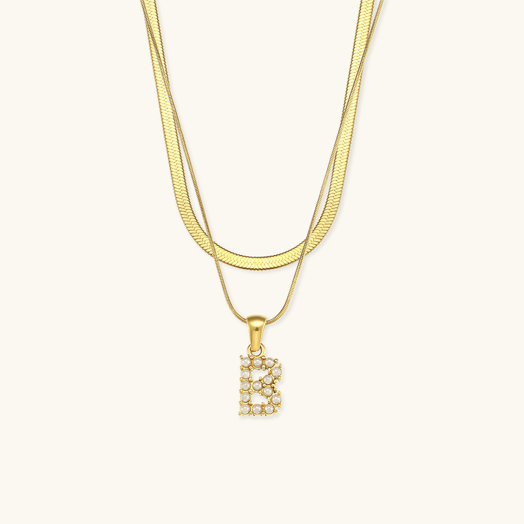 Layered Gold Necklace with Initial Letter