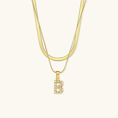 Layered Gold Necklace with Initial Letter