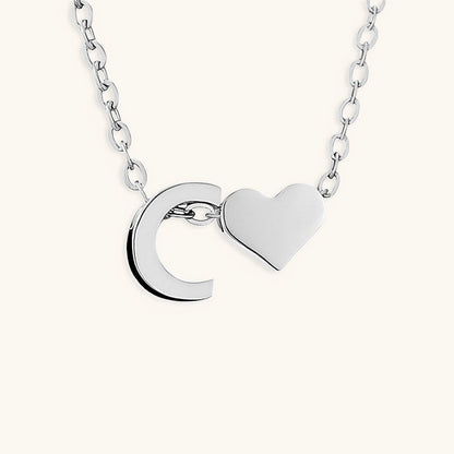 Gold Necklace with Initial and Heart