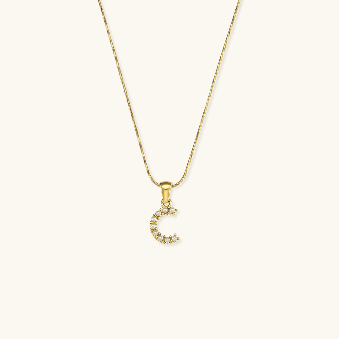 Pearl Necklace with Initial Letter - Colette