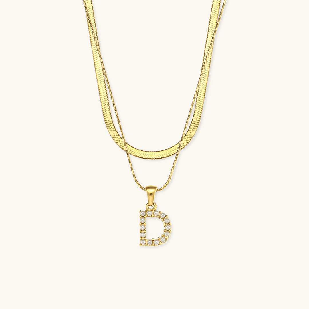 Layered Gold Necklace with Initial Letter