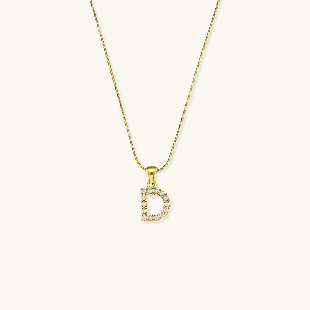 Pearl Necklace with Initial Letter - Colette