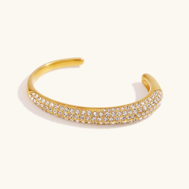 Elara Gold Cuff Bracelet with Diamonds