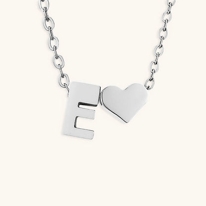Gold Necklace with Initial and Heart