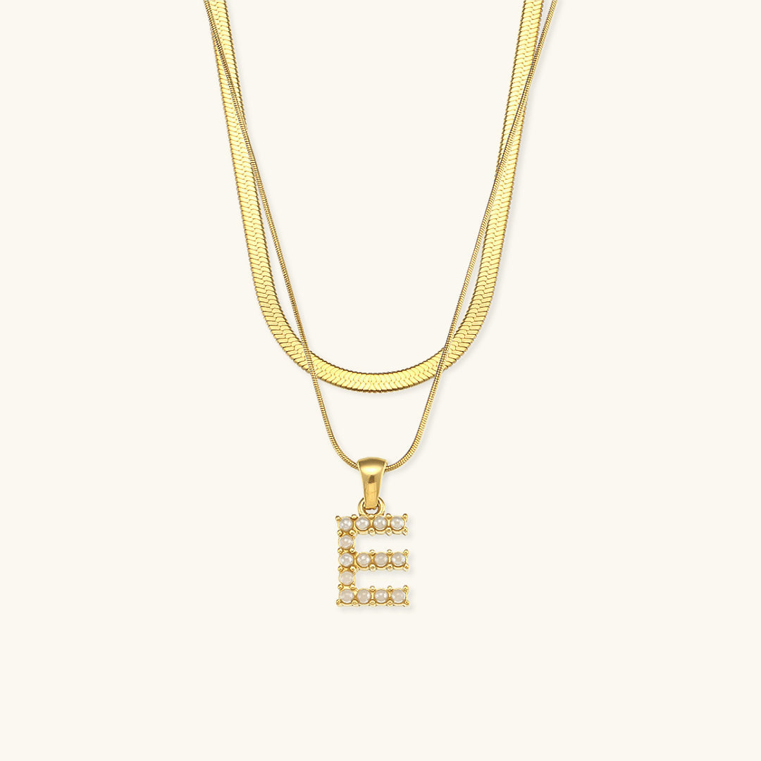 Layered Gold Necklace with Initial Letter