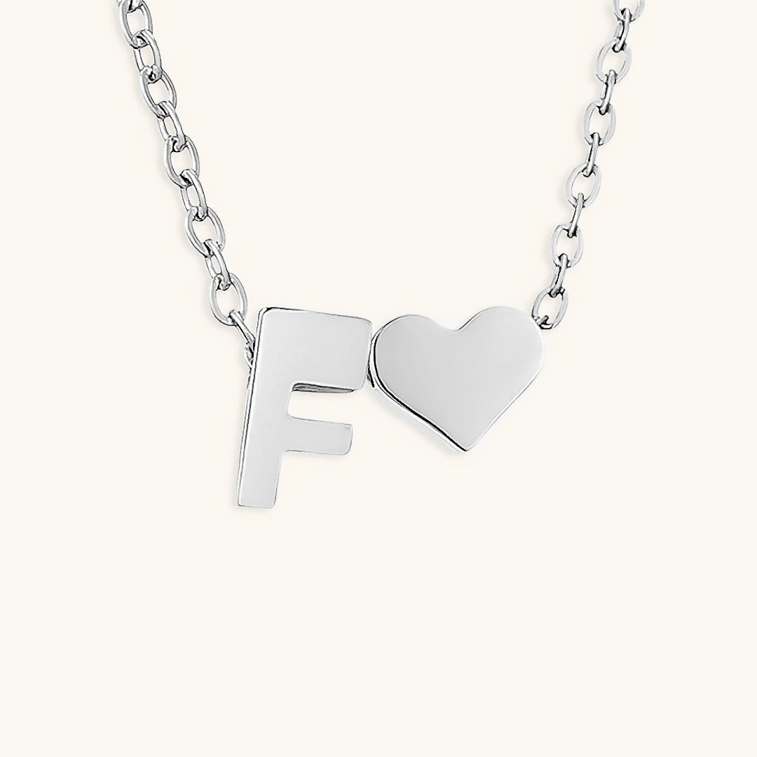 Gold Necklace with Initial and Heart