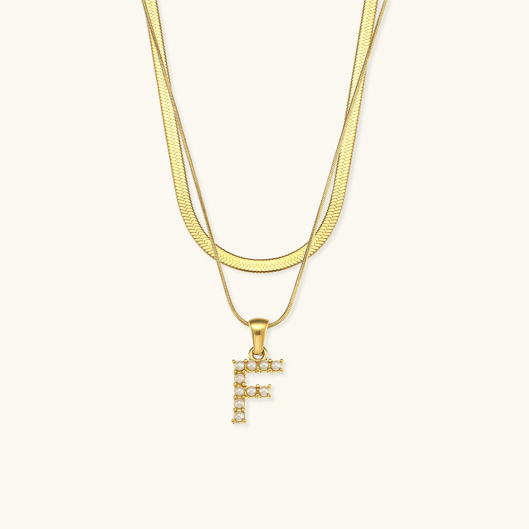 Layered Gold Necklace with Initial Letter