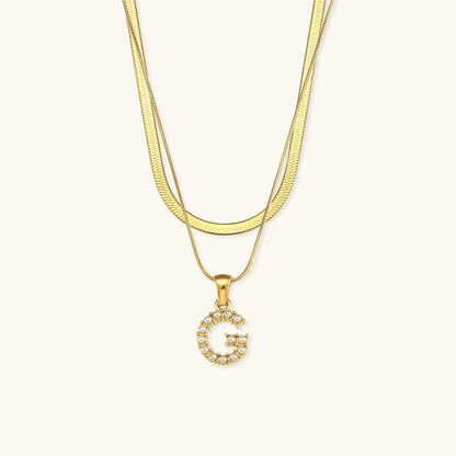 Layered Gold Necklace with Initial Letter