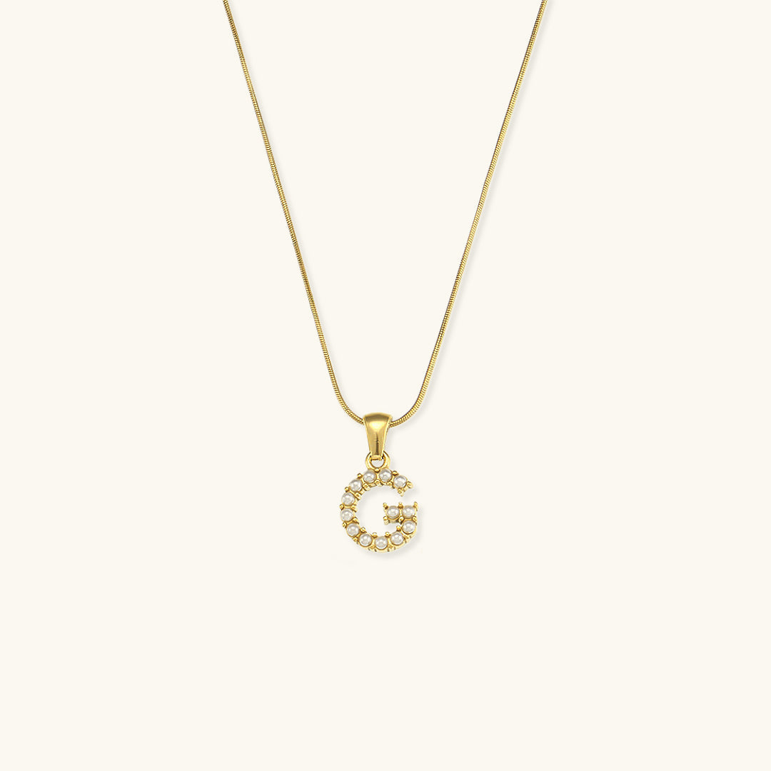 Pearl Necklace with Initial Letter - Colette