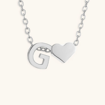 Gold Necklace with Initial and Heart