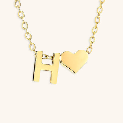 Gold Necklace with Initial and Heart