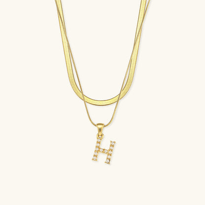 Layered Gold Necklace with Initial Letter