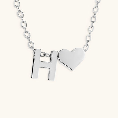 Gold Necklace with Initial and Heart