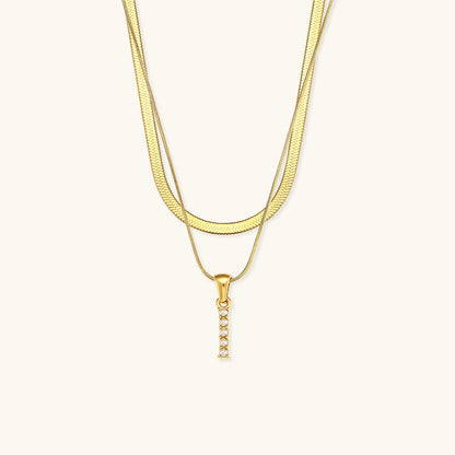 Layered Gold Necklace with Initial Letter
