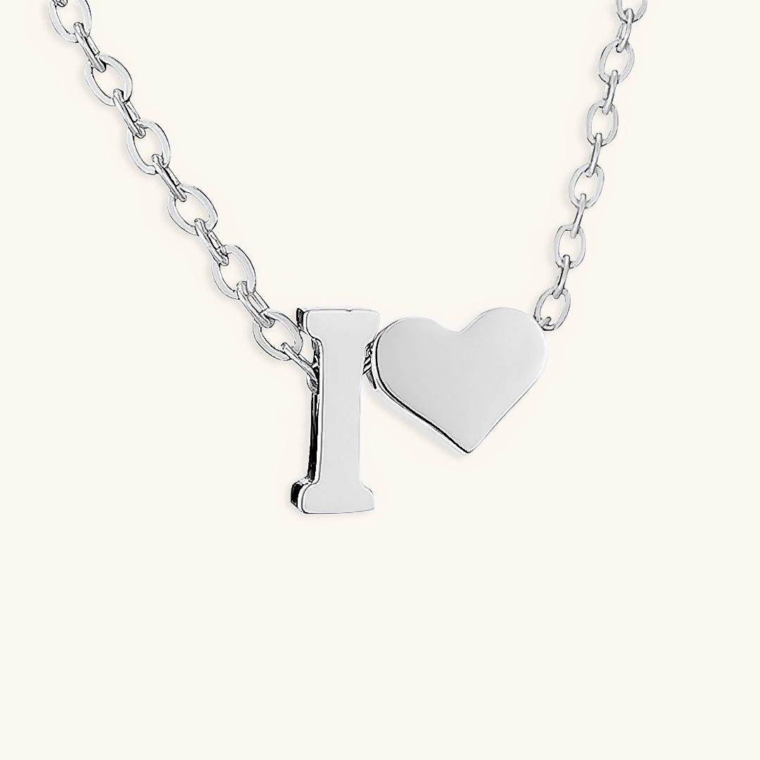 Gold Necklace with Initial and Heart