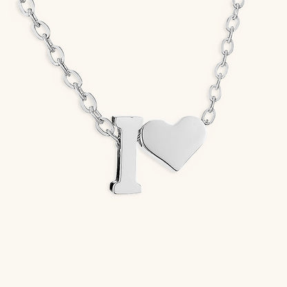 Gold Necklace with Initial and Heart