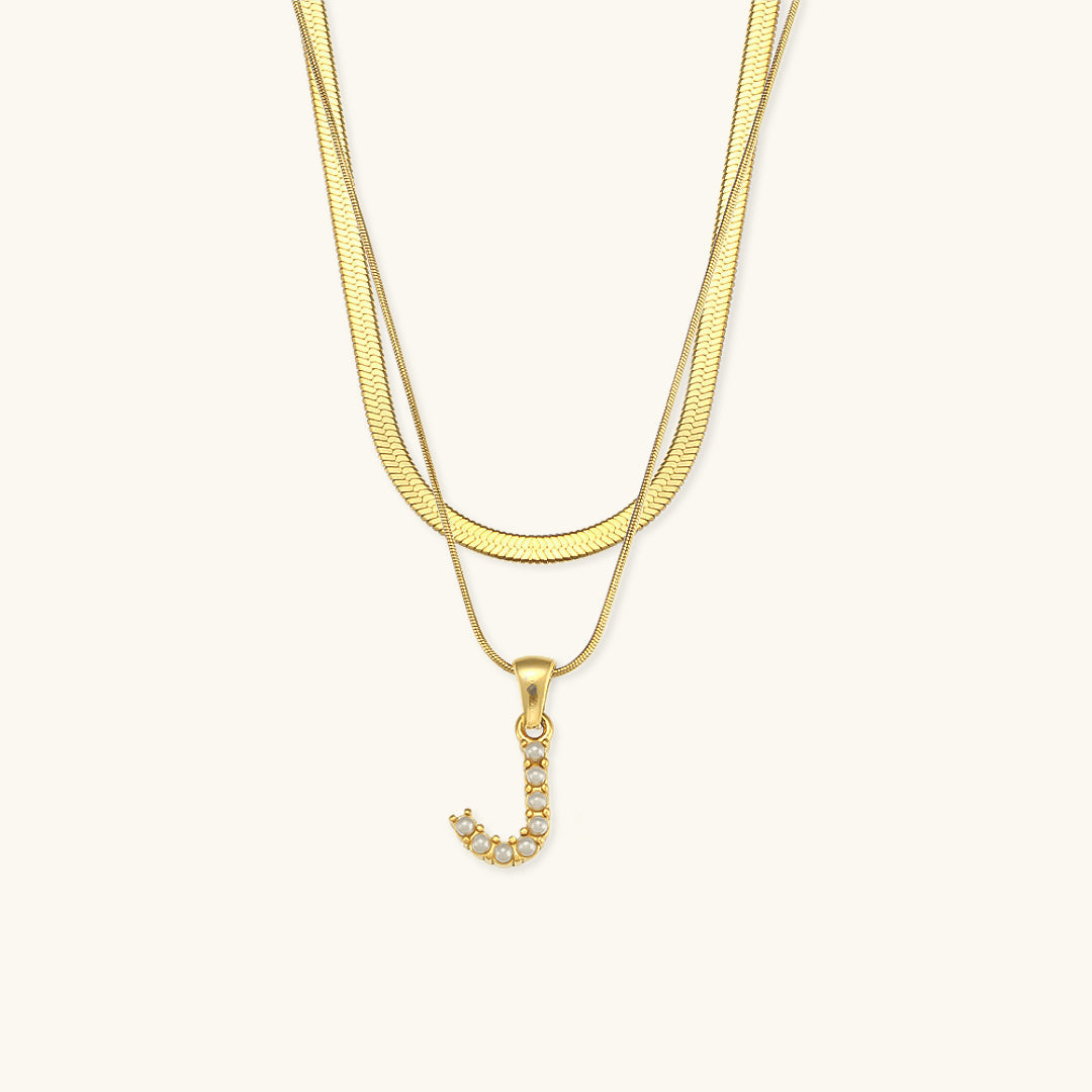 Layered Gold Necklace with Initial Letter