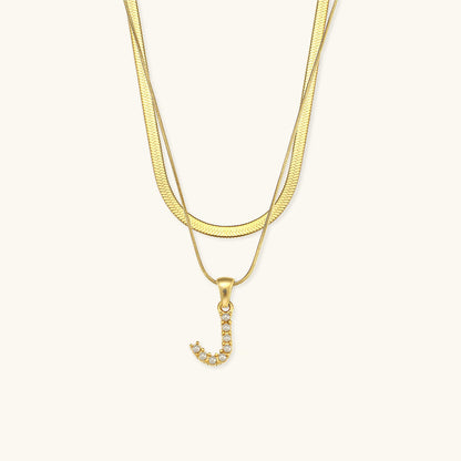 Layered Gold Necklace with Initial Letter
