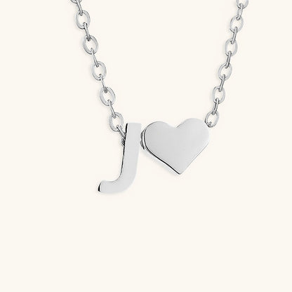 Gold Necklace with Initial and Heart