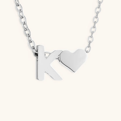 Gold Necklace with Initial and Heart