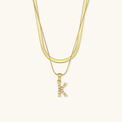 Layered Gold Necklace with Initial Letter