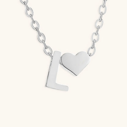 Gold Necklace with Initial and Heart