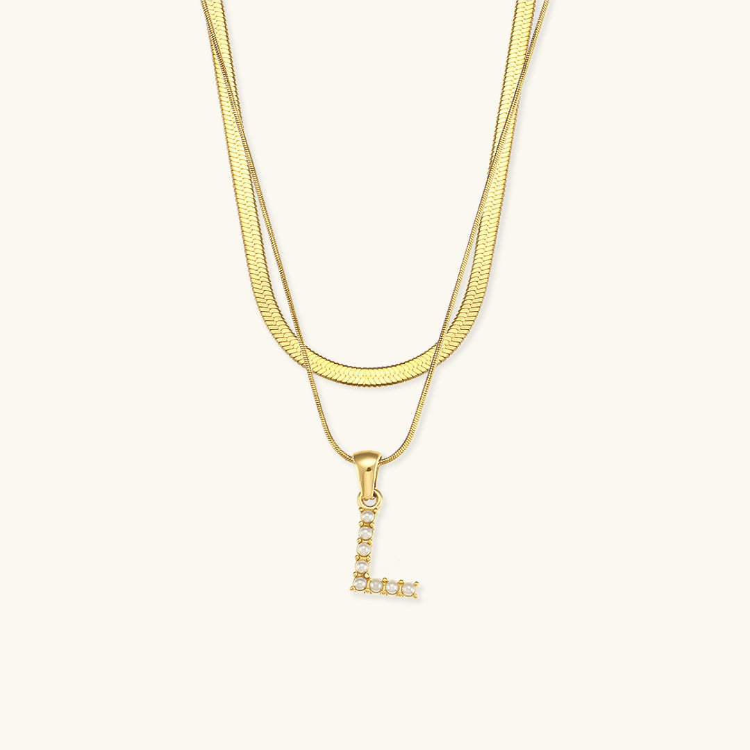 Layered Gold Necklace with Initial Letter