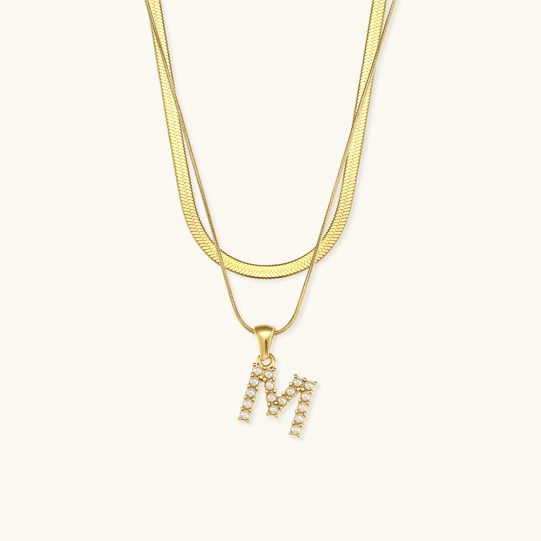 Layered Gold Necklace with Initial Letter