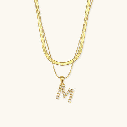 Layered Gold Necklace with Initial Letter