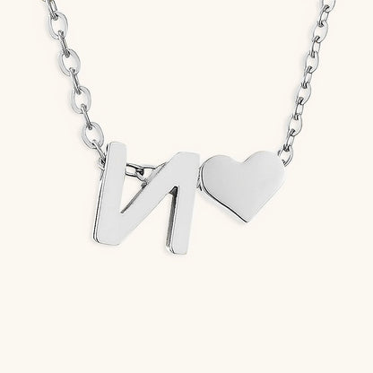 Gold Necklace with Initial and Heart